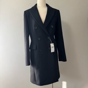 Mango Black DOUBLE-BREASTED WOOL COAT SIZe Medium